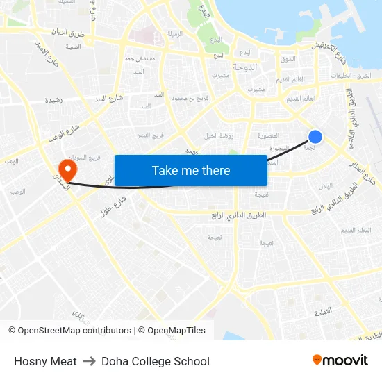 Hosny Meat to Doha College School map