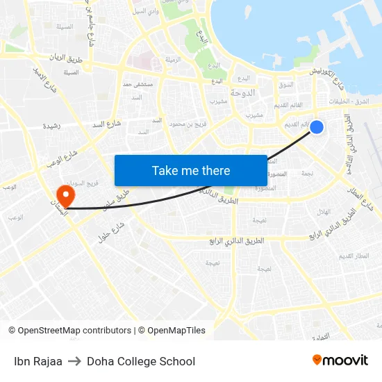 Ibn Rajaa to Doha College School map