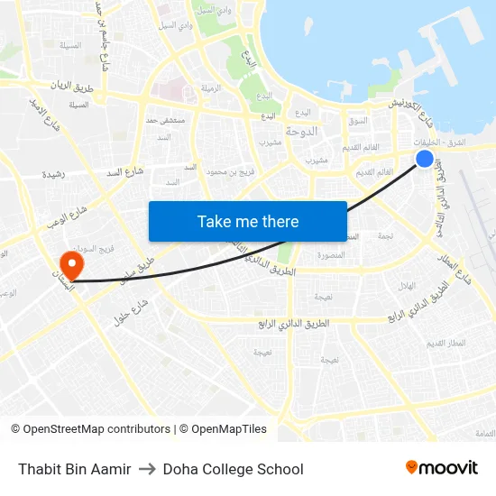 Thabit Bin Aamir to Doha College School map