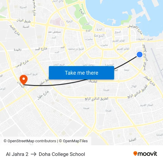Al Jahra 2 to Doha College School map