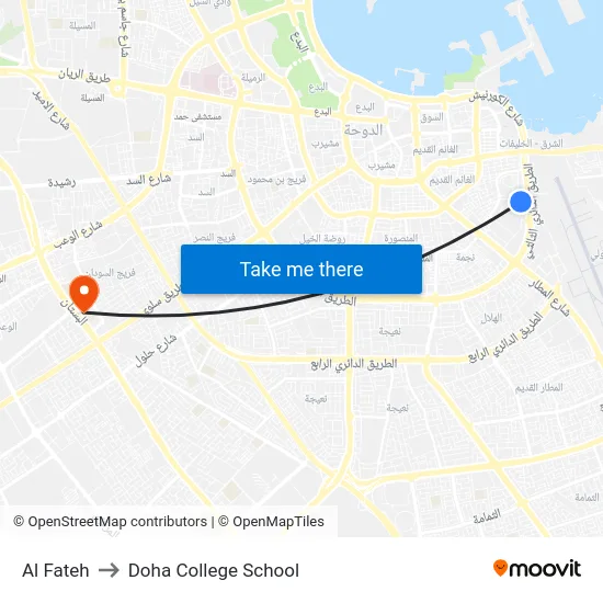 Al Fateh to Doha College School map