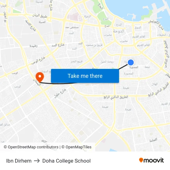 Ibn Dirhem to Doha College School map