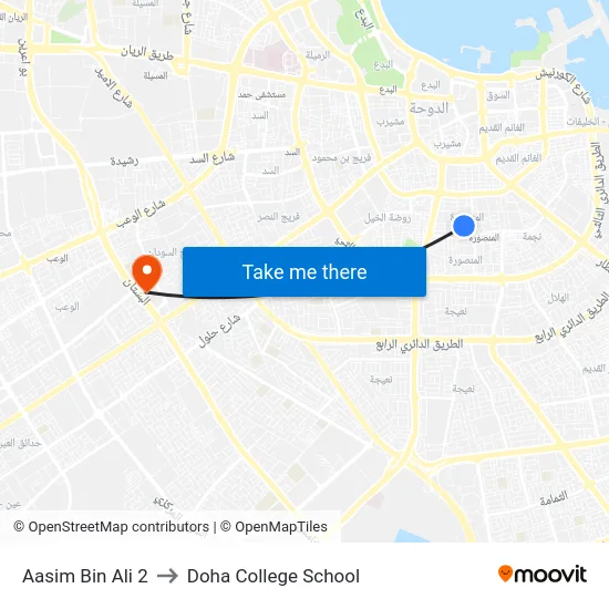 Aasim Bin Ali 2 to Doha College School map