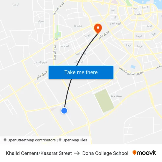 Khalid Cement/Kasarat Street to Doha College School map