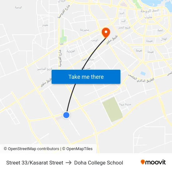Street 33/Kasarat Street to Doha College School map