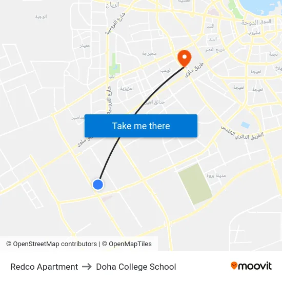 Redco Apartment to Doha College School map