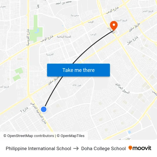 Philippine International School to Doha College School map