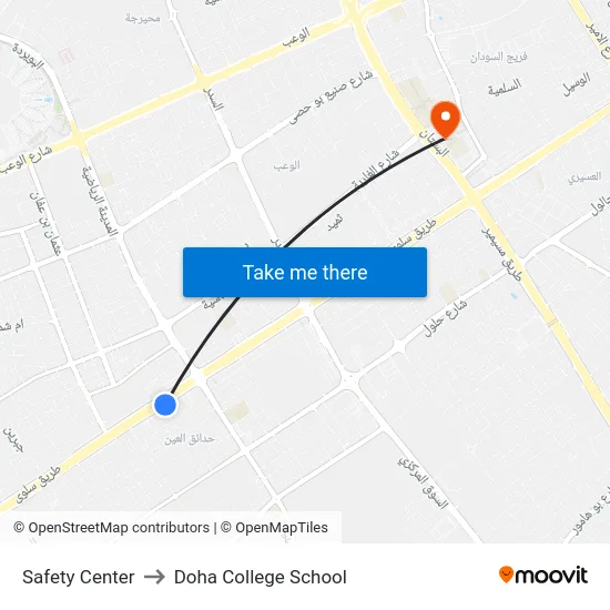 Safety Center to Doha College School map