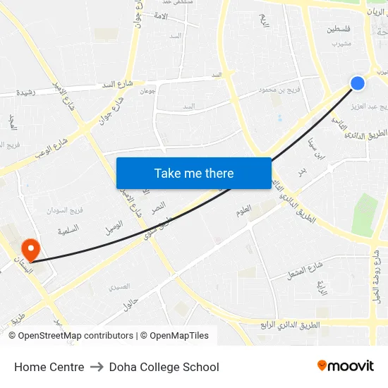 Home Centre to Doha College School map