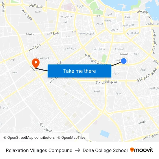 Relaxation Villages Compound to Doha College School map