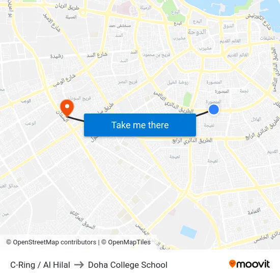 C-Ring / Al Hilal to Doha College School map