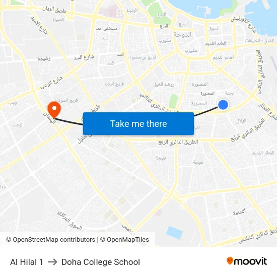 Al Hilal 1 to Doha College School map