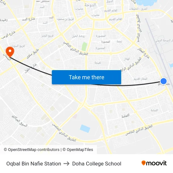 Oqbal Bin Nafie Station to Doha College School map