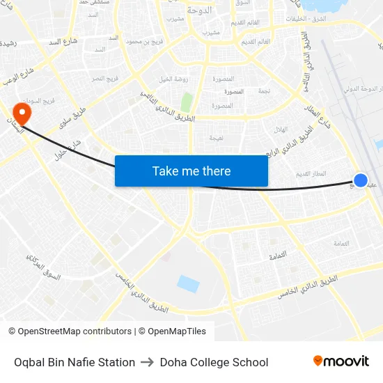 Oqbal Bin Nafie Station to Doha College School map