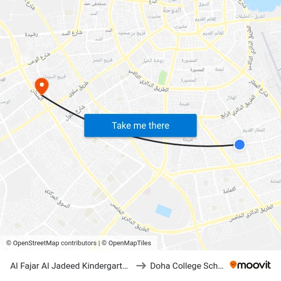 Al Fajar Al Jadeed Kindergarten 1 to Doha College School map
