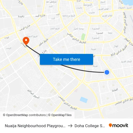 Nuaija Neighbourhood Playground East to Doha College School map