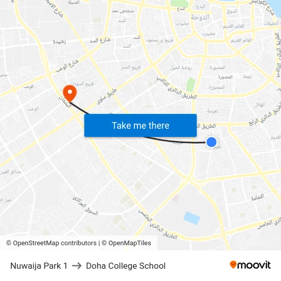 Nuwaija Park 1 to Doha College School map