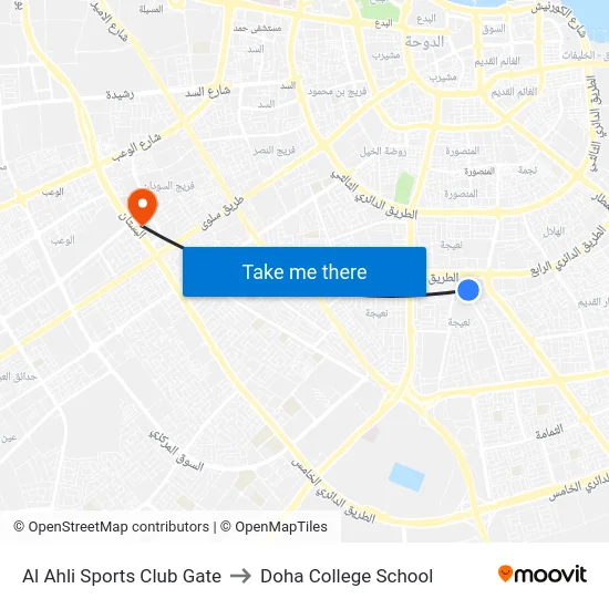 Al Ahli Sports Club Gate to Doha College School map