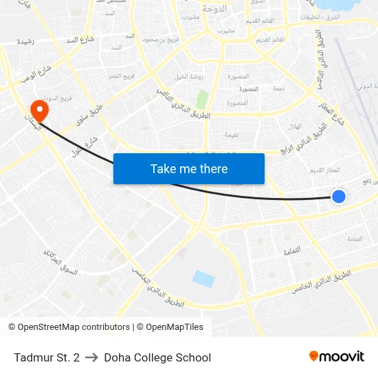 Tadmur St. 2 to Doha College School map
