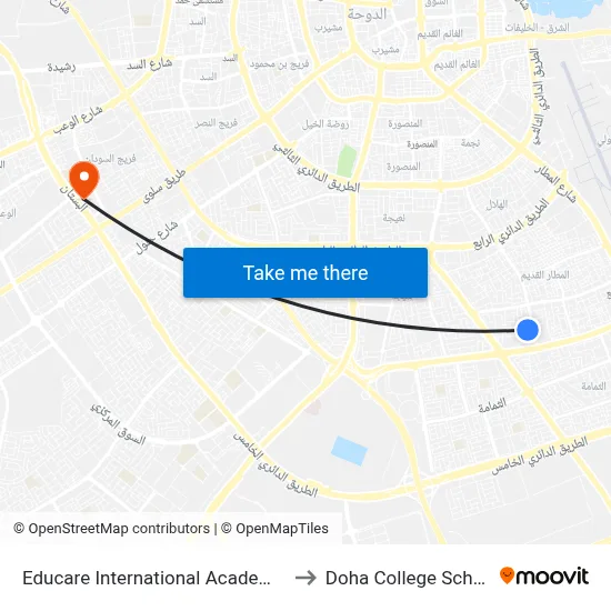 Educare International Academy 1 to Doha College School map