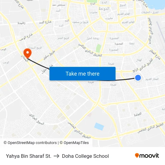 Yahya Bin Sharaf St. to Doha College School map