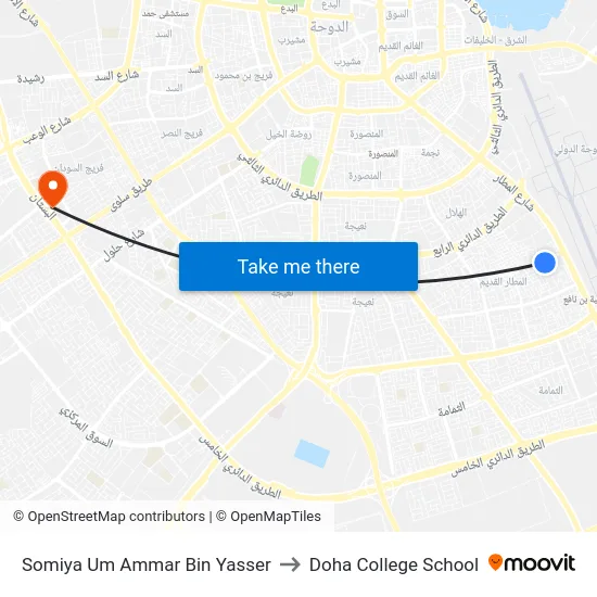 Somiya Um Ammar Bin Yasser to Doha College School map