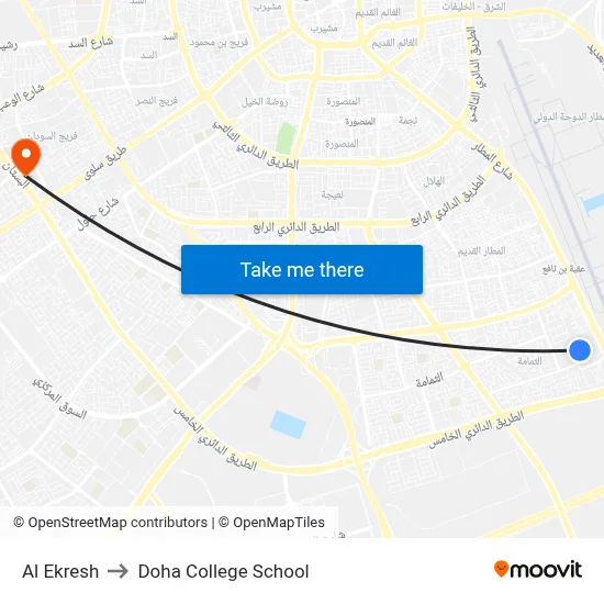 Al Ekresh to Doha College School map