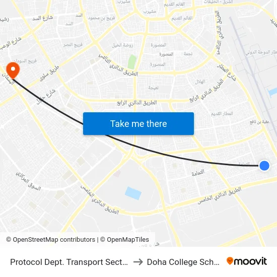 Protocol Dept. Transport Section to Doha College School map