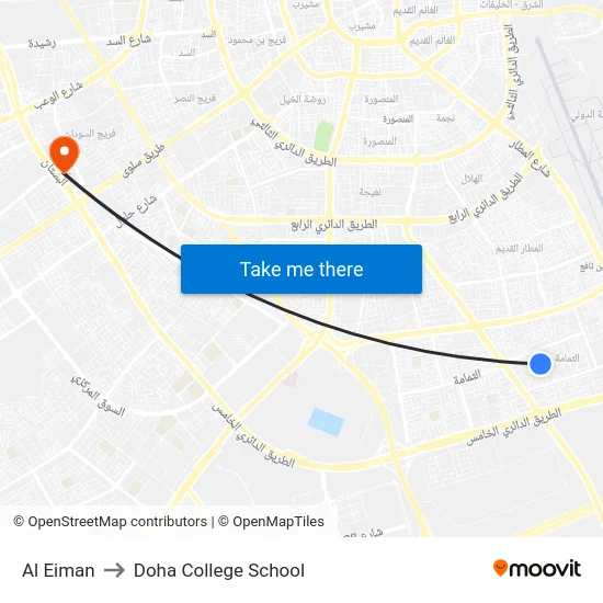 Al Eiman to Doha College School map