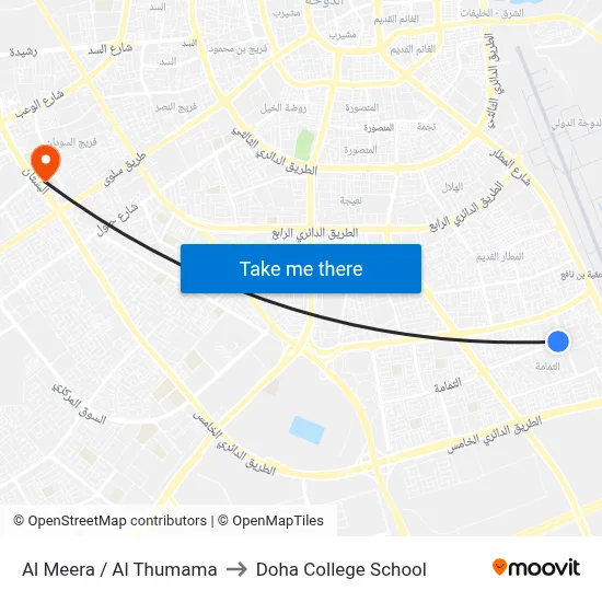 Al Meera / Al Thumama to Doha College School map