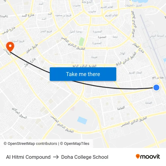 Al Hitmi Compound to Doha College School map