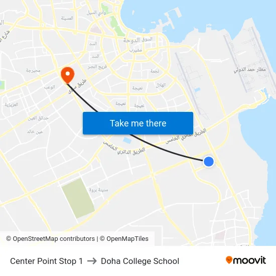 Center Point Stop 1 to Doha College School map