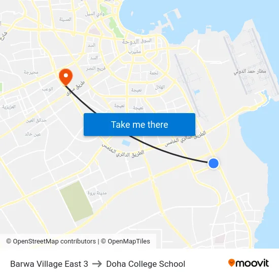 Barwa Village East 3 to Doha College School map