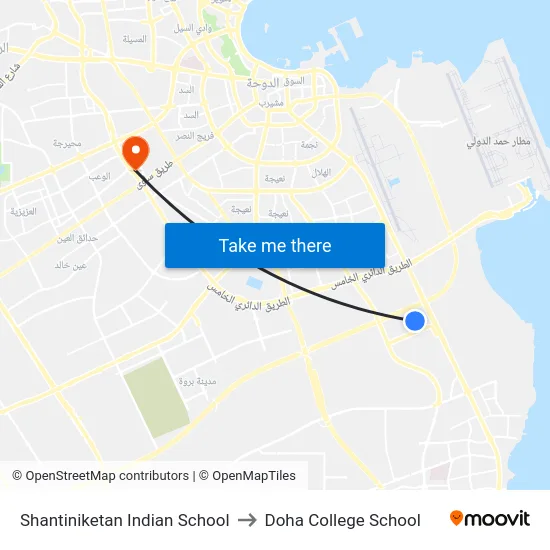 Shantiniketan Indian School to Doha College School map