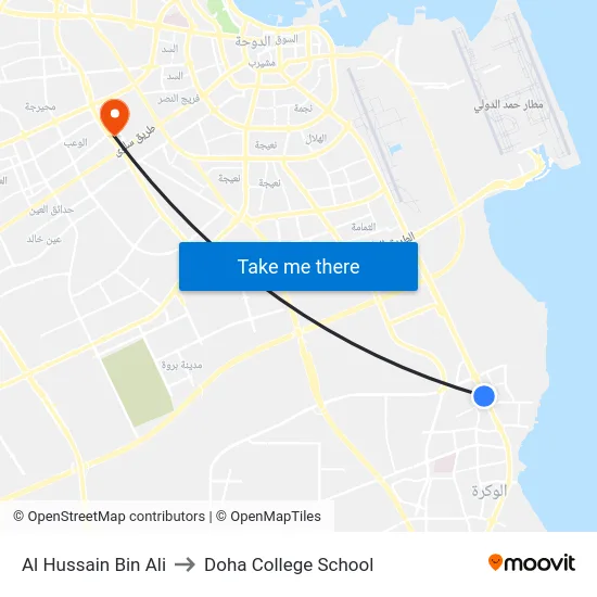 Al Hussain Bin Ali to Doha College School map