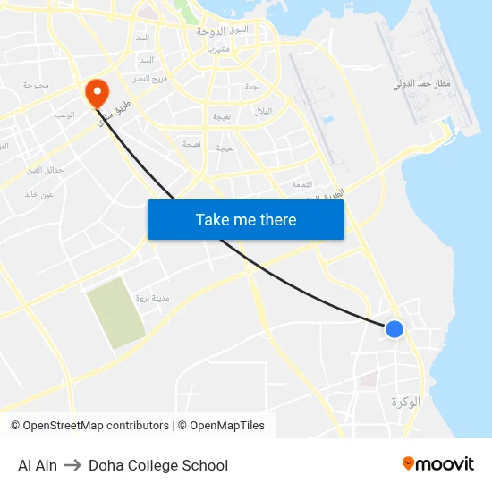 Al Ain to Doha College School map