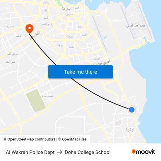Al Wakrah Police Dept to Doha College School map