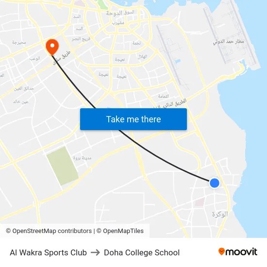 Al Wakra Sports Club to Doha College School map