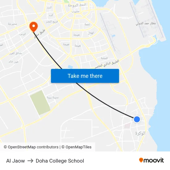 Al Jaow to Doha College School map