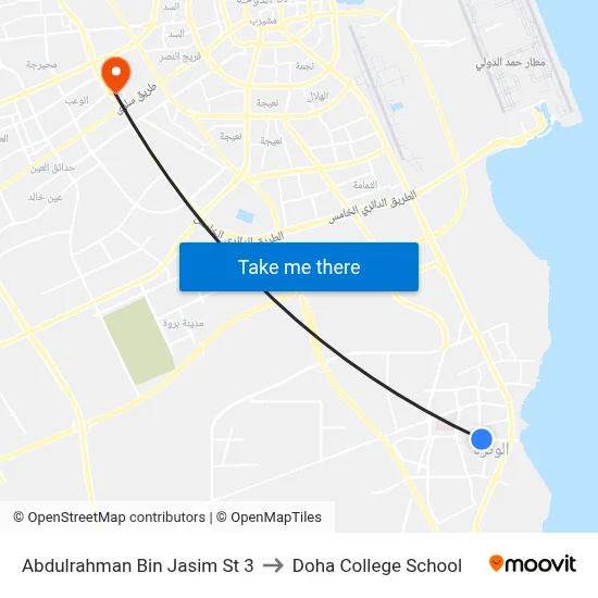 Abdulrahman Bin Jasim Street 3 to Doha College School map