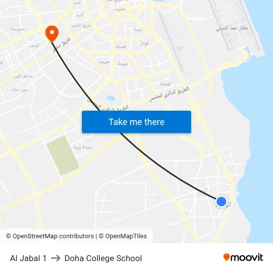Al Jabal 1 to Doha College School map