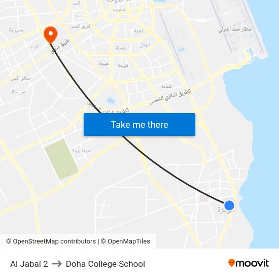 Al Jabal 2 to Doha College School map