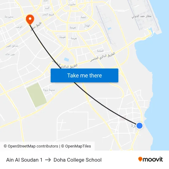Ain Al Soudan 1 to Doha College School map