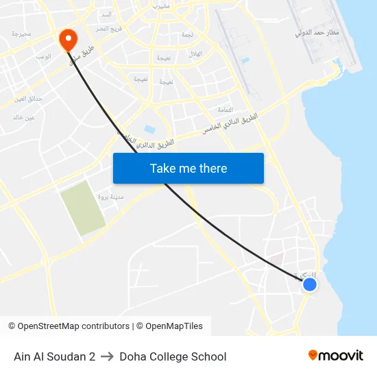 Ain Al Soudan 2 to Doha College School map