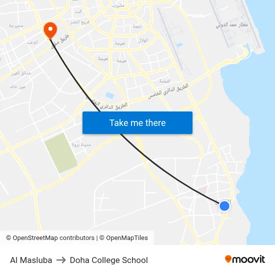 Al Masluba to Doha College School map