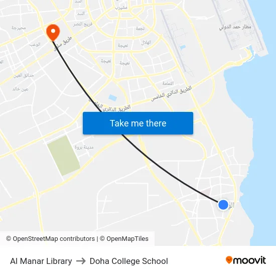 Al Manar Library to Doha College School map