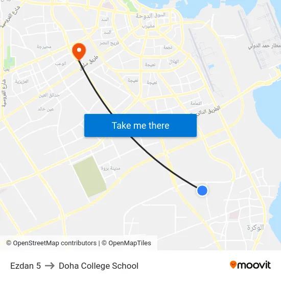 Ezdan 5 to Doha College School map