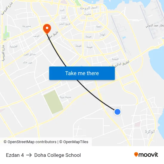 Ezdan 4 to Doha College School map