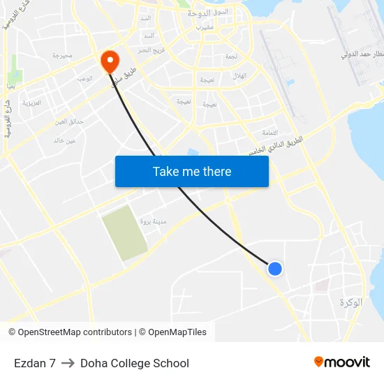 Ezdan 7 to Doha College School map
