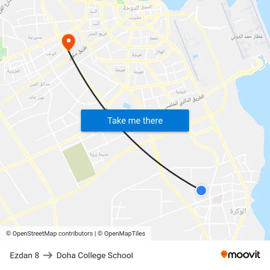 Ezdan 8 to Doha College School map